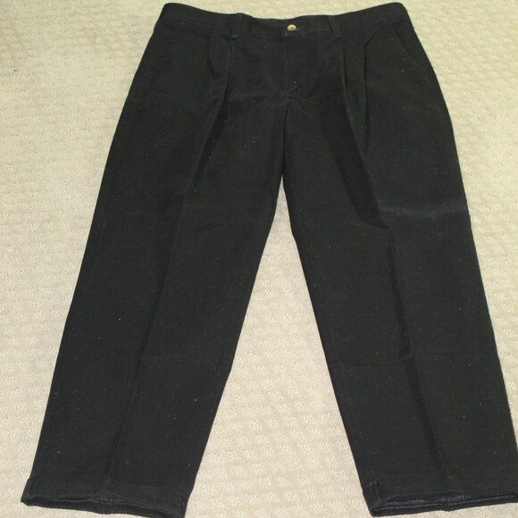 Timbercreek Men's 36x30* 100% Cotton Black Chino Pleated Front Cuffed Hem Pants - Picture 1 of 7